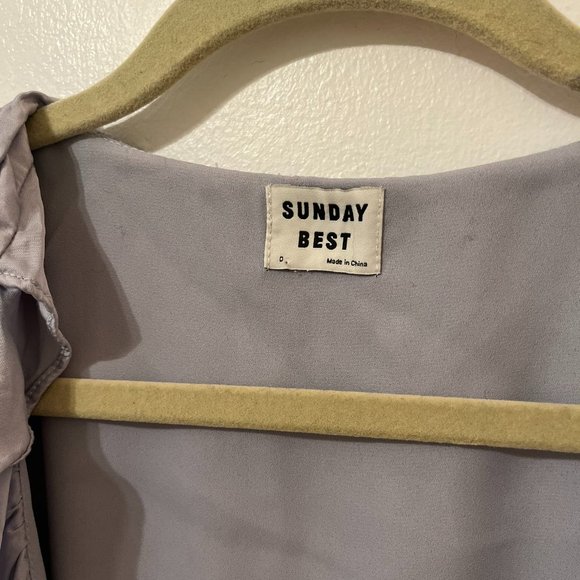 Sunday Best Aritzia, Long Sleeve Tara Satin Dress, Pearl Gray, US 2 - Picture 5 of 6